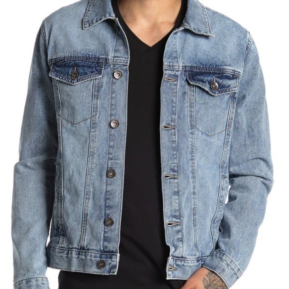Request Other - REQUEST Denim Trucker Jacket Men Size Large Blue Denim New